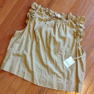 Ruffled Eyelet Tan Top